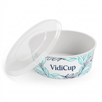 Saladier en carton blanc 550 ml avec décor personnalisé VidiCup, couvercle en option