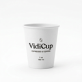Gobelet carton blanc personnalisé 7 oz VidiCup, vue de face sur fond blanc