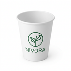 Gobelet blanc personnalisé 7 oz avec logo végétal sur fond blanc