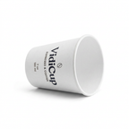 Gobelet carton blanc personnalisé 7 oz VidiCup couché sur fond blanc