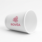 Gobelet carton blanc double paroi 14 oz 400 ml avec logo spirale, vue couchée sur fond blanc